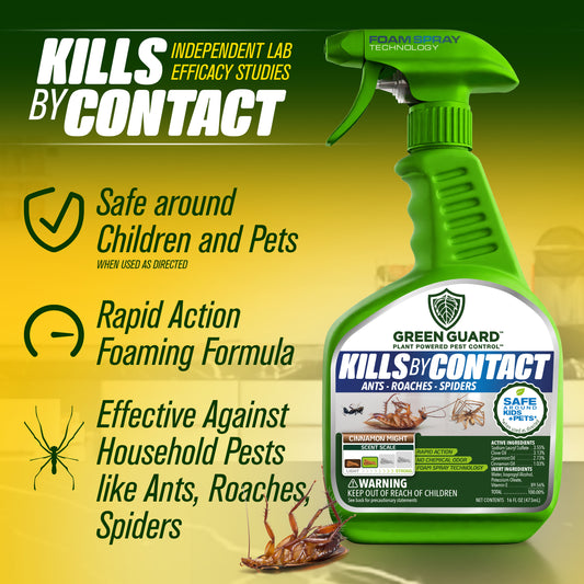 16 oz Cinnamon Might Green Guard Pest Control Spray- Safe Around Children & Pets, Kills by Contact: Ants, Roaches, Spiders & Other Crawling Insects, Indoor and Outdoor, Pleasant Scent