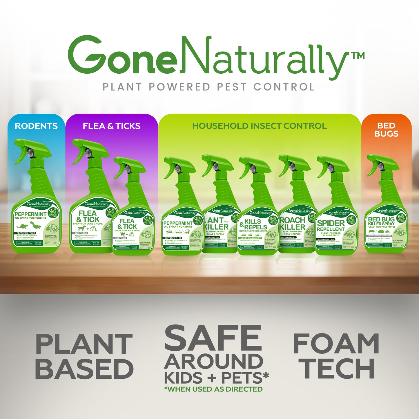 GoneNaturally Lemongrass Insect Repellent. Kills & repels ants, roaches, spiders, flies, mosquitoes, silverfish & more. 16oz.