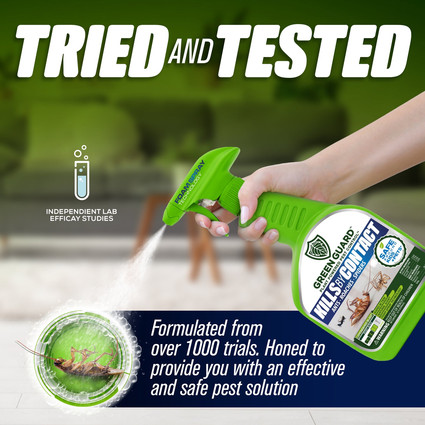 16 oz Lemongrass Blast Green Guard Pest Control Spray- Safe Around Children & Pets, Kills by Contact: Ants, Roaches, Spiders & Other Crawling Insects, Indoor and Outdoor