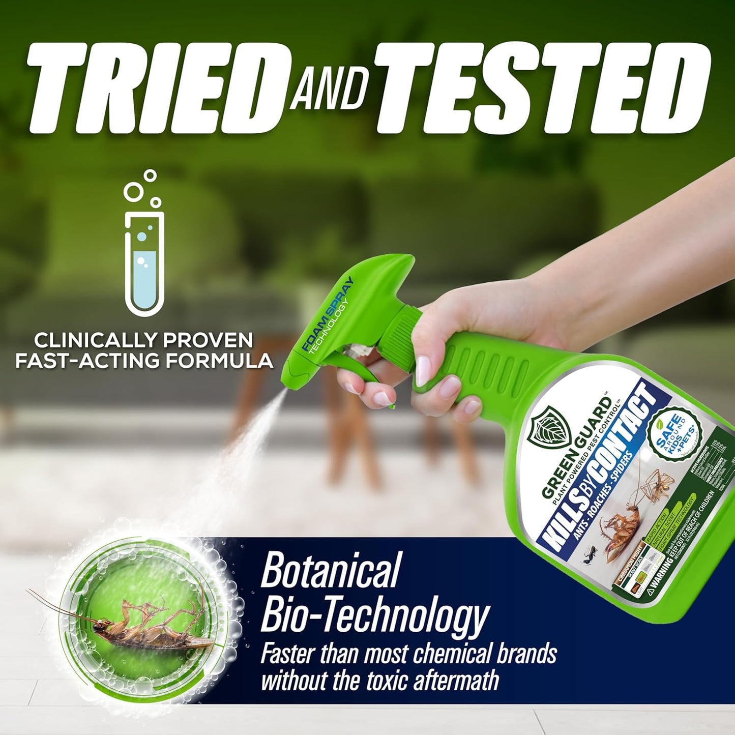 16 oz Cinnamon Might Green Guard Pest Control Spray- Safe Around Children & Pets, Kills by Contact: Ants, Roaches, Spiders & Other Crawling Insects, Indoor and Outdoor, Pleasant Scent