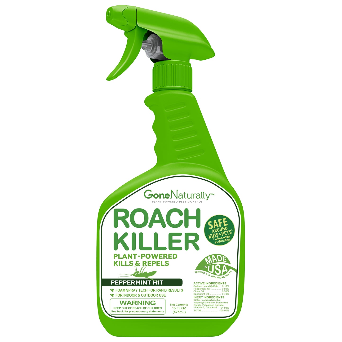 GoneNaturally Roach Killer – Natural Peppermint Oil Roach Spray for Indoor & Outdoor Use – Cockroach Killer & Roach Repellent for Home – Safe for Kids & Pets – Non-Toxic Pest Control (16oz)