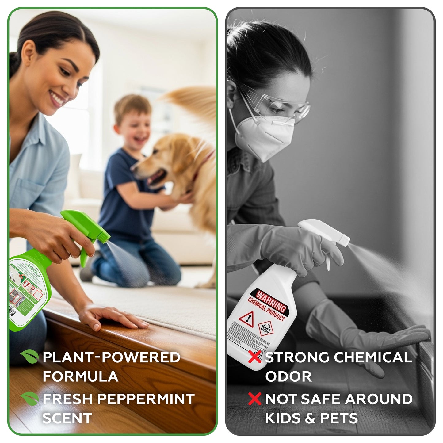 GoneNaturally Roach Killer – Natural Peppermint Oil Roach Spray for Indoor & Outdoor Use – Cockroach Killer & Roach Repellent for Home – Safe for Kids & Pets – Non-Toxic Pest Control (16oz)