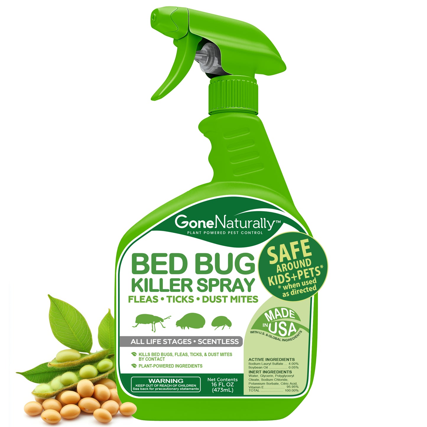 GoneNaturally Scentless Bed Bug Killer Spray. 16oz.