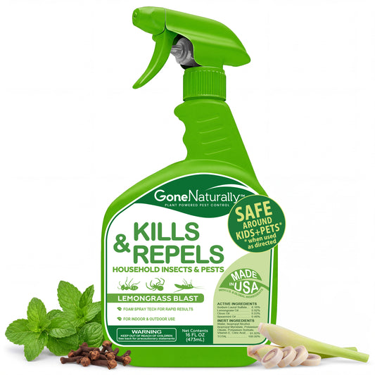 GoneNaturally Lemongrass Insect Repellent. Kills & repels ants, roaches, spiders, flies, mosquitoes, silverfish & more. 16oz.