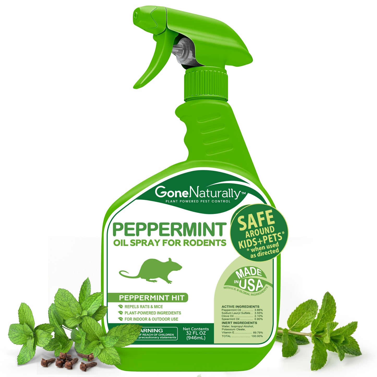 GoneNaturally Peppermint Rodent Repellent Spray. 32oz.