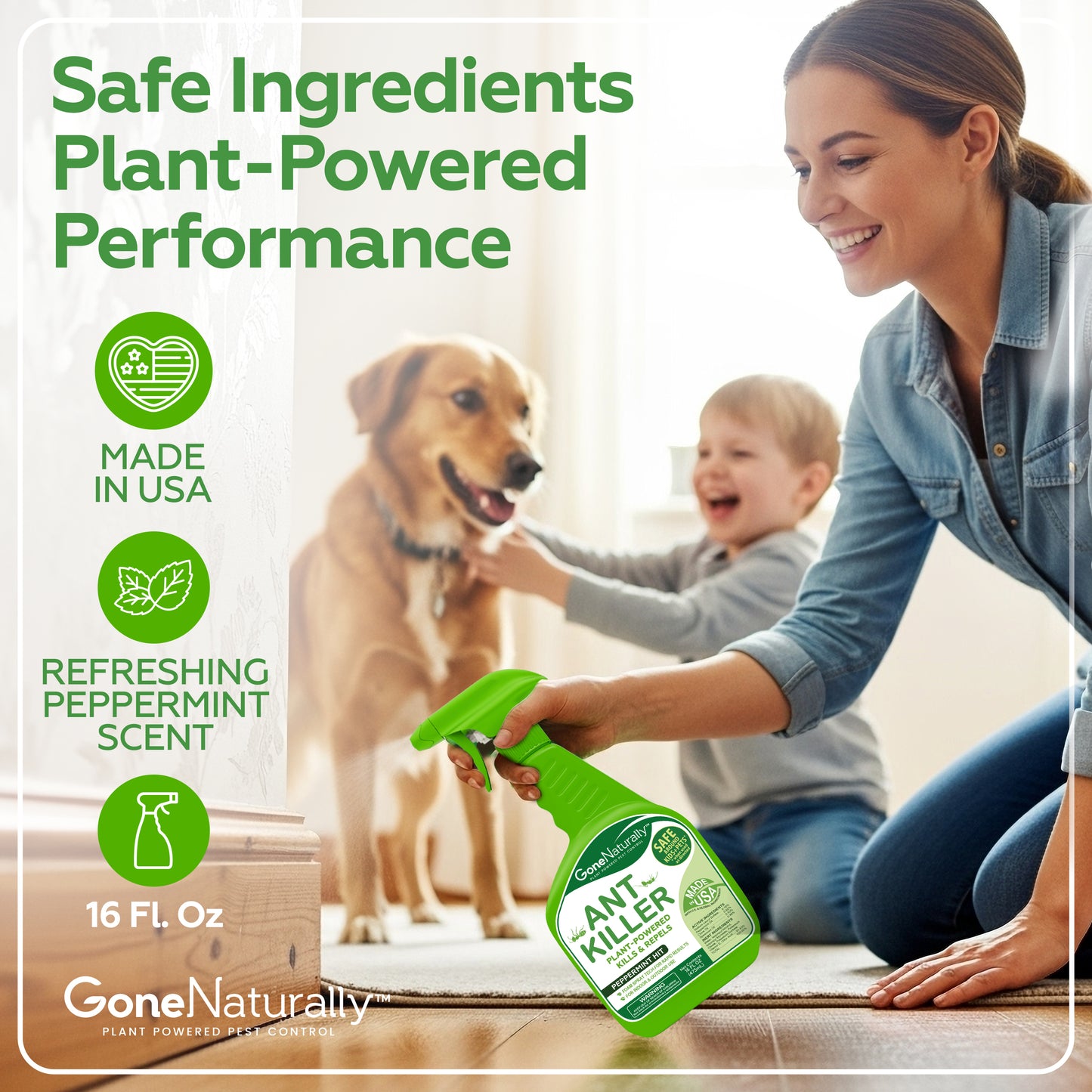 GoneNaturally Peppermint Ant Killer & Repellent. Non-toxic. 16oz.