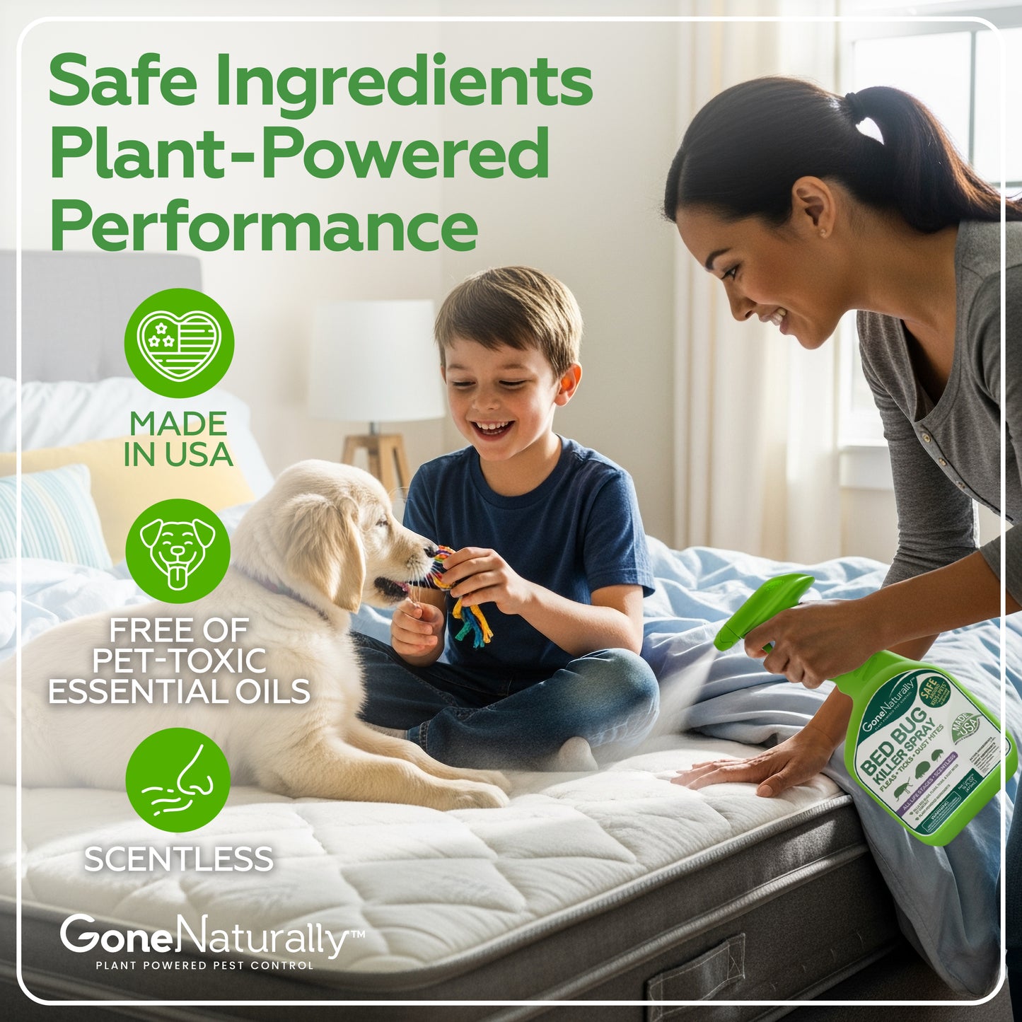 GoneNaturally Scentless Bed Bug Killer Spray. 16oz.