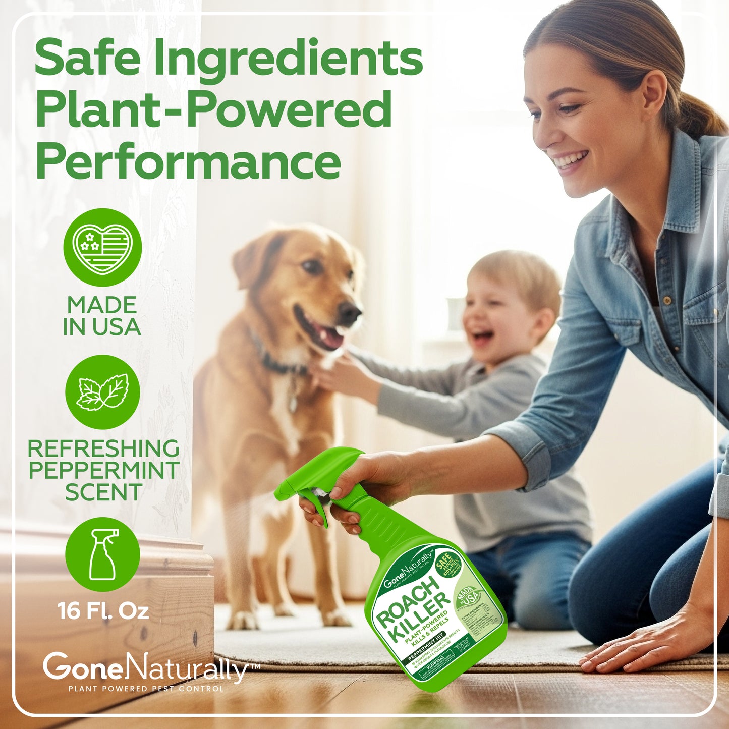 GoneNaturally Peppermint Roach Killer & Repellent. Non-toxic. 16oz.