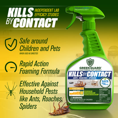 16 oz Citro Force Green Guard Pest Control Spray- Safe Around Children & Pets, Kills by Contact: Ants, Roaches, Spiders & Other Crawling Insects, Indoor and Outdoor, Pleasant Scent