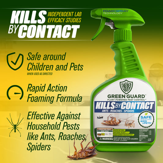 32 oz Cinnamon Might Green Guard Pest Control Spray- Safe Around Children & Pets, Kills by Contact: Ants, Roaches, Spiders & Other Crawling Insects, Indoor and Outdoor, Pleasant Scent