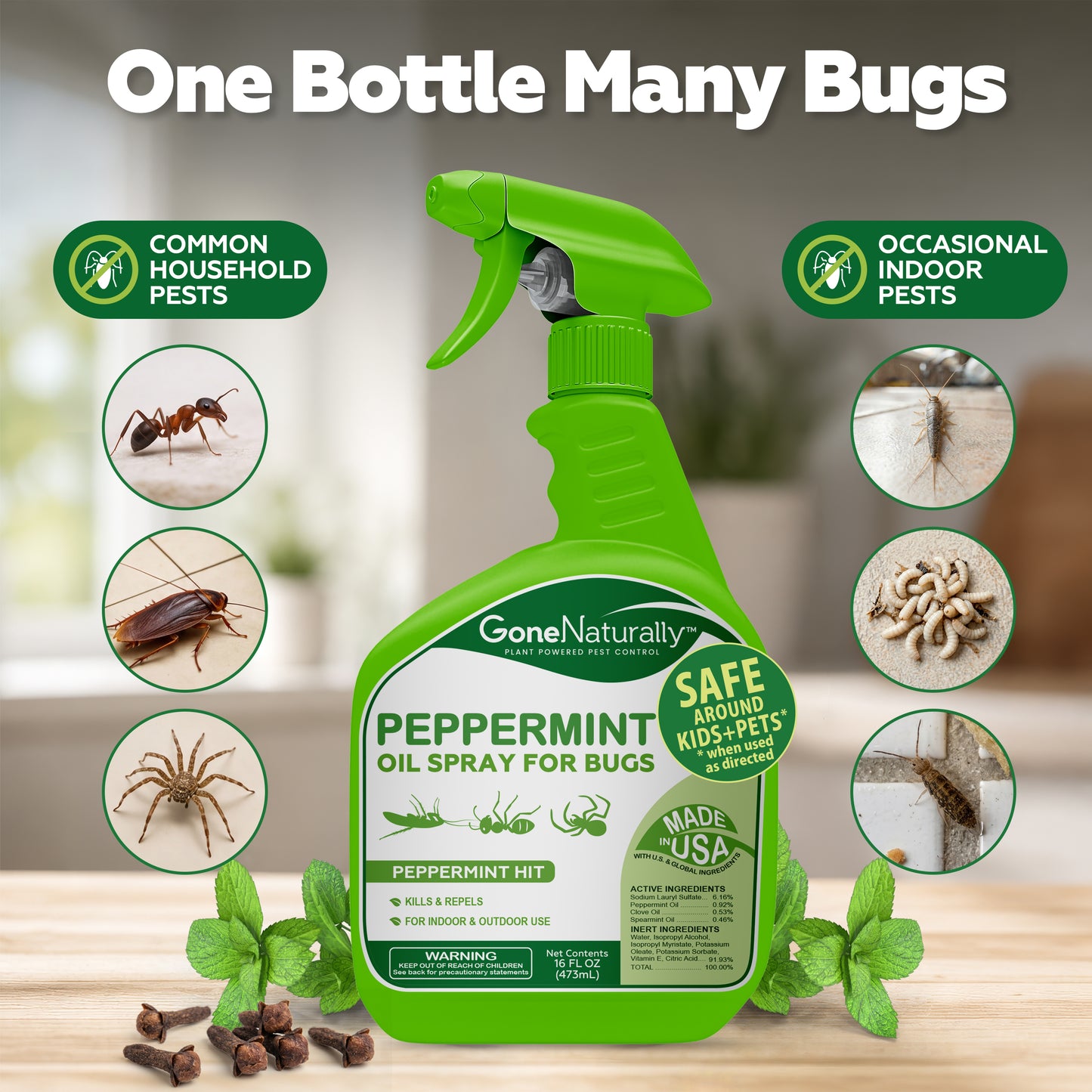 GoneNaturally Peppermint Oil Spray for Bugs (16oz.)