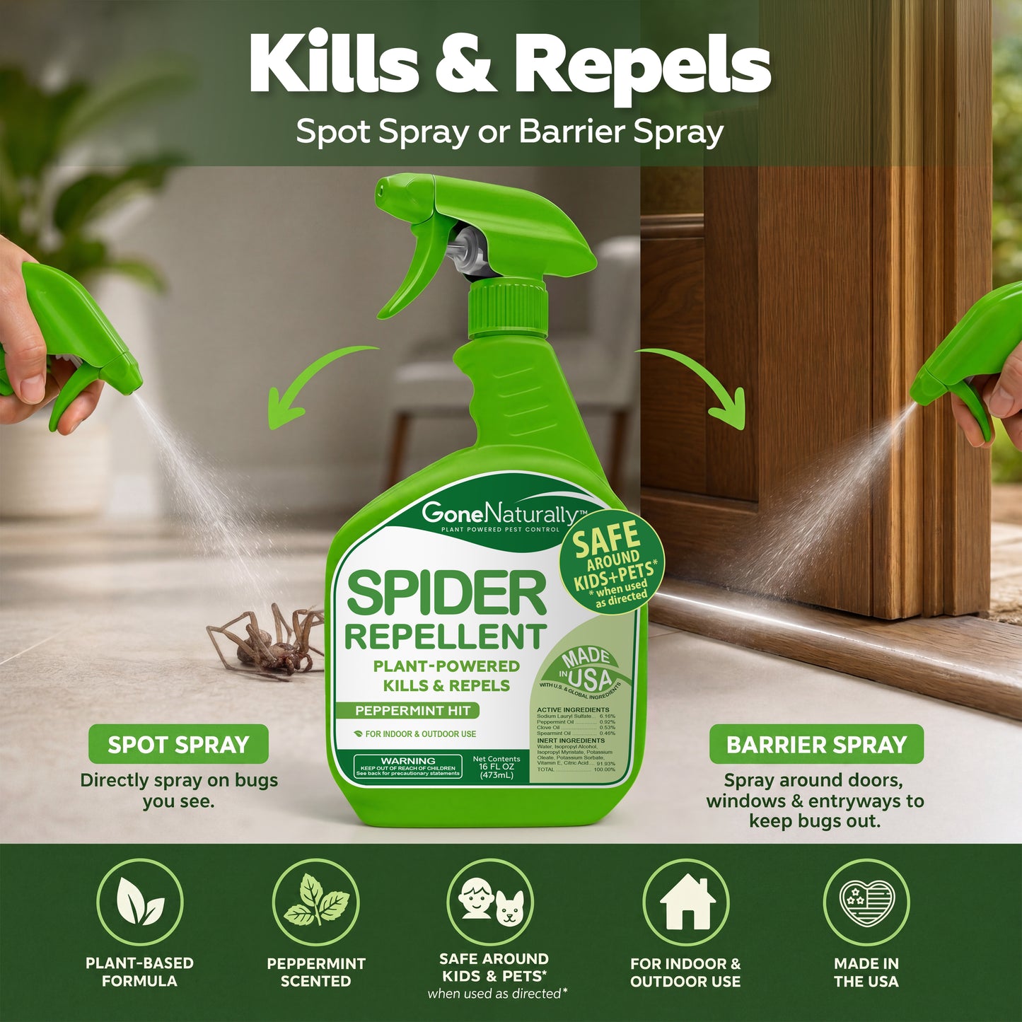 GoneNaturally Peppermint Spider Repellent. (16oz.)