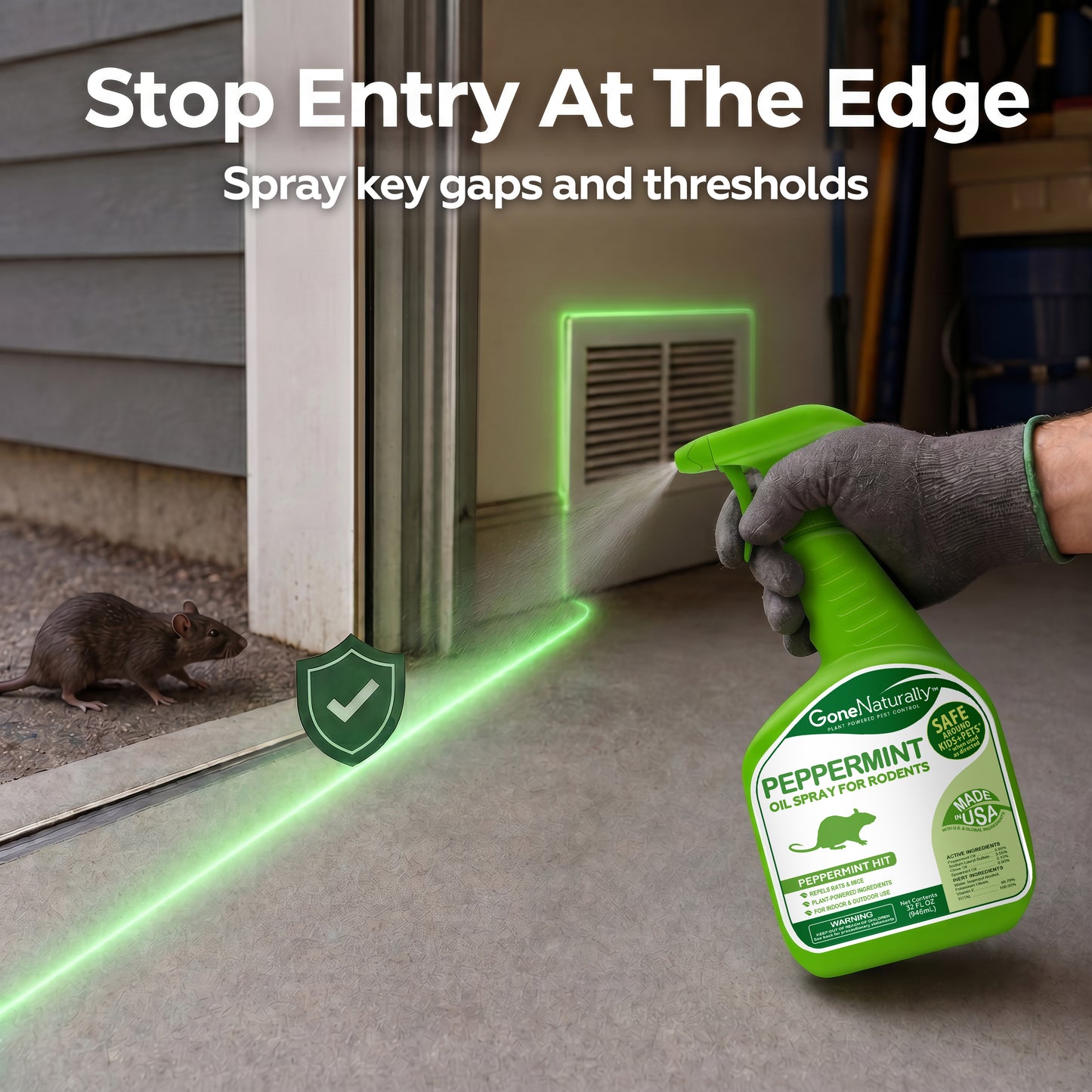 GoneNaturally Peppermint Rodent Repellent Spray. 32oz.
