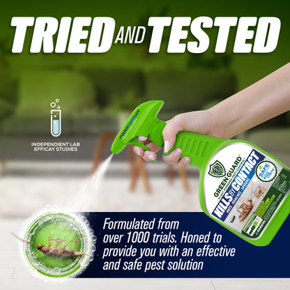 16 oz Lemongrass Blast Green Guard Pest Control Spray- Safe Around Children & Pets, Kills by Contact: Ants, Roaches, Spiders & Other Crawling Insects, Indoor and Outdoor