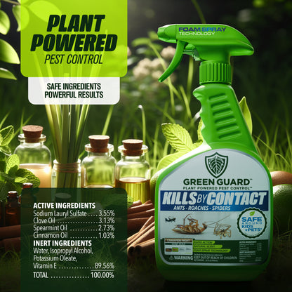 16 oz Cinnamon Might Green Guard Pest Control Spray- Safe Around Children & Pets, Kills by Contact: Ants, Roaches, Spiders & Other Crawling Insects, Indoor and Outdoor, Pleasant Scent