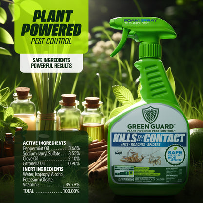 16 oz Peppermint Hit Green Guard Pest Control Spray- Safe Around Children & Pets, Kills by Contact: Ants, Roaches, Spiders & Other Crawling Insects, Indoor and Outdoor, Pleasant Scent