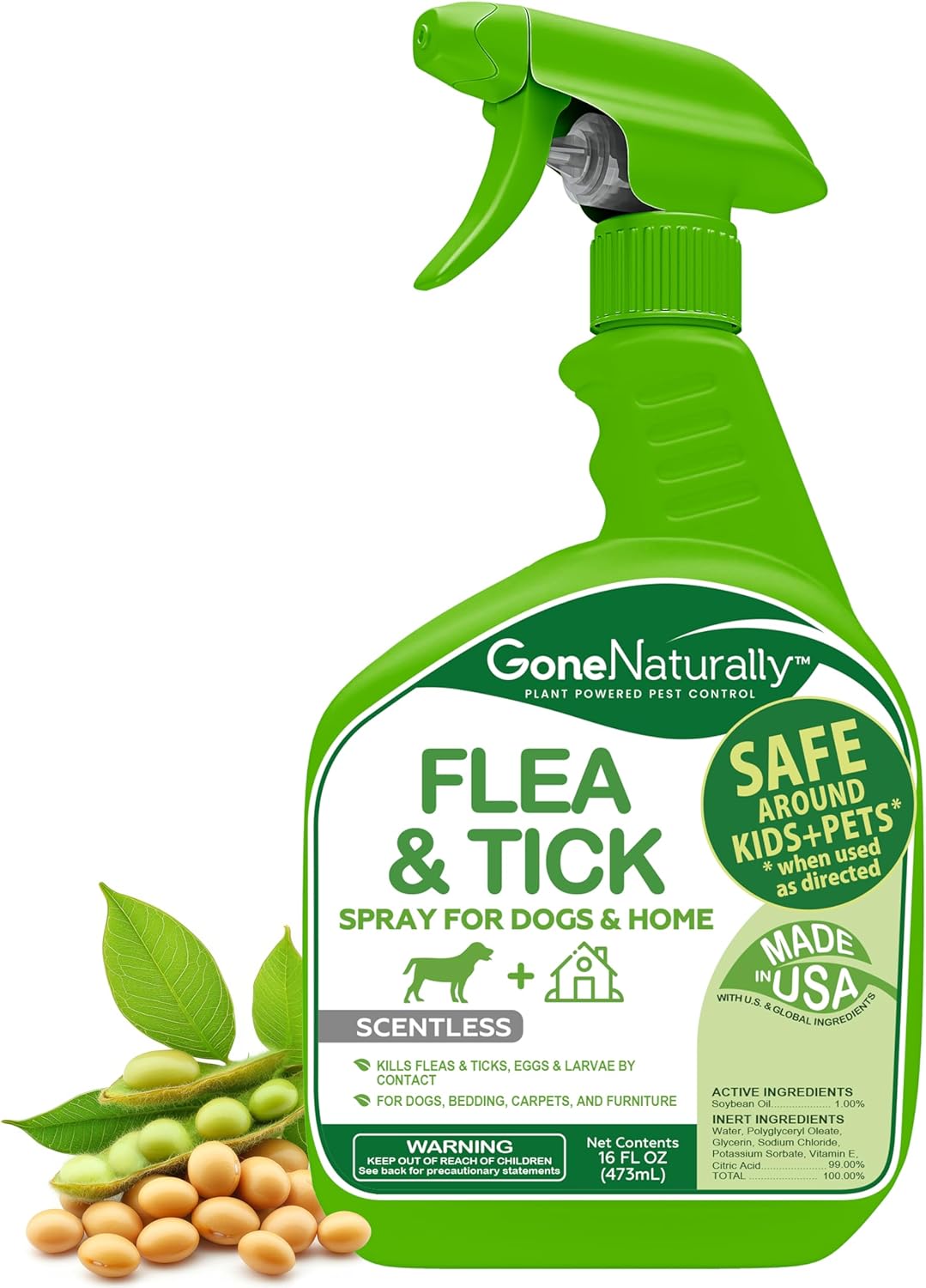 GoneNaturally Scentless Flea and Tick Spray for Dogs (16oz)