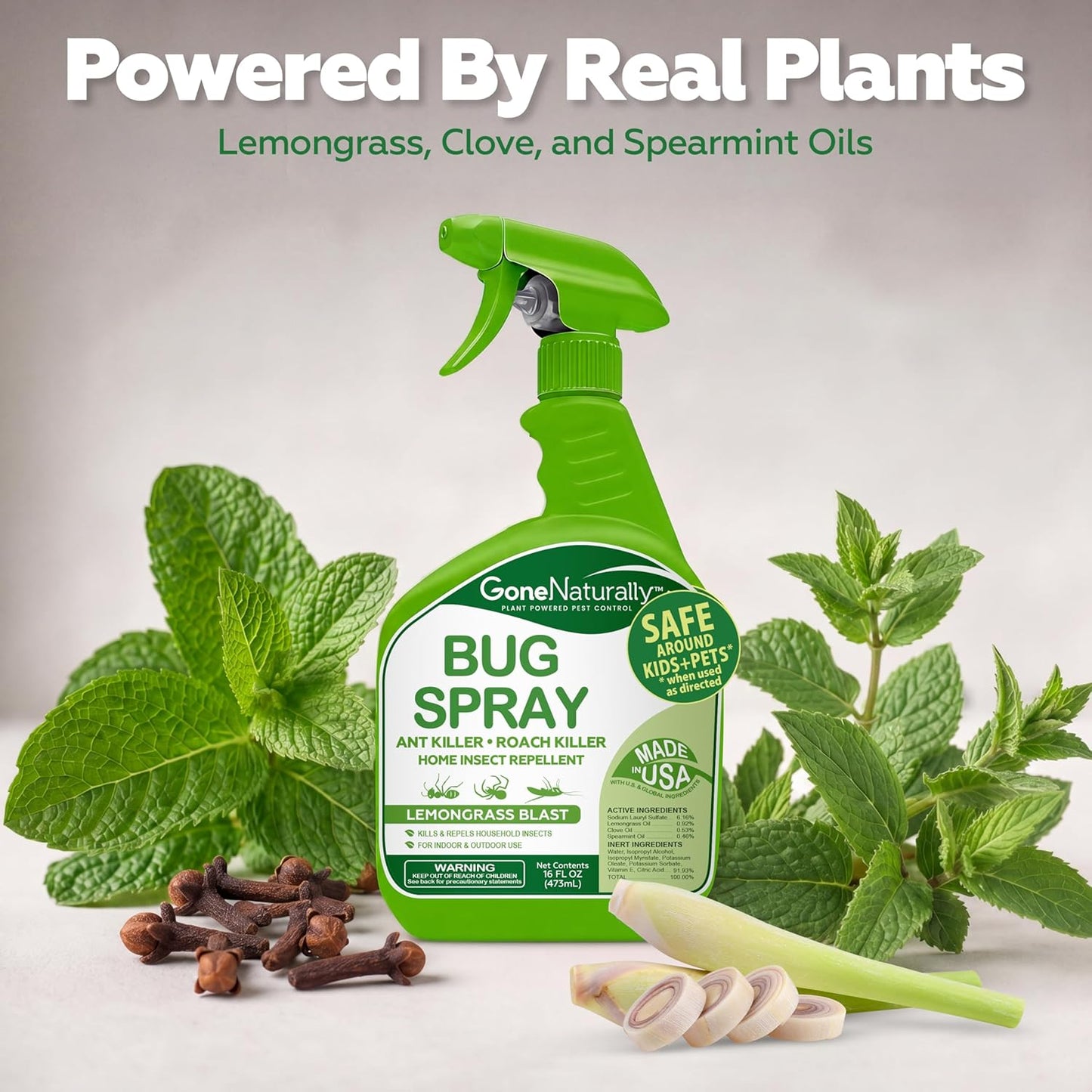 GoneNaturally Lemongrass Bug Spray for Home (16oz)