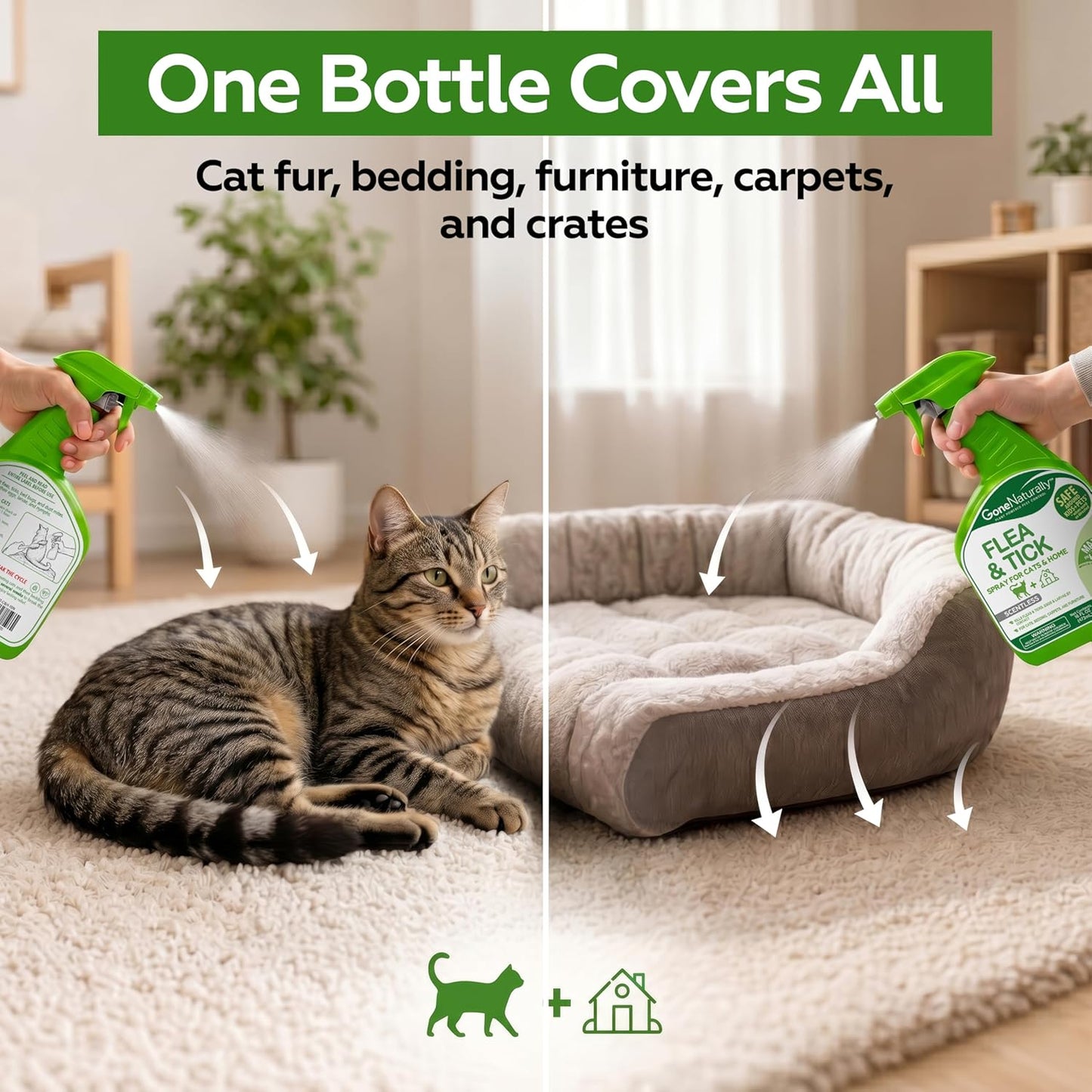 GoneNaturally Scentless Flea and Tick Spray for Cats(16oz)