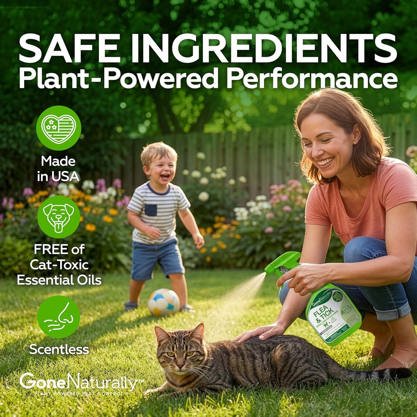 GoneNaturally Scentless Flea and Tick Spray for Cats(16oz)
