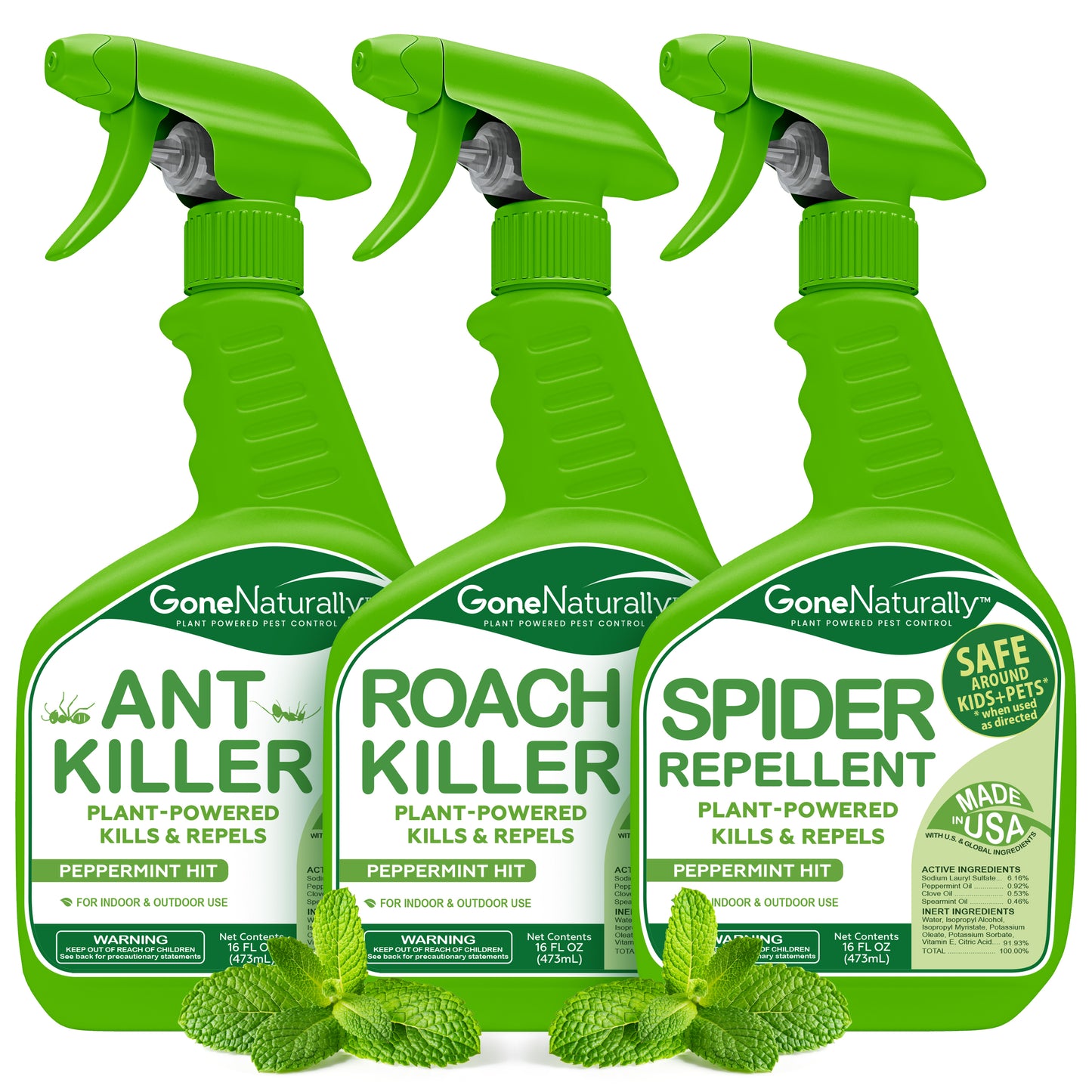 GoneNaturally Ant Killer, Roach Killer & Spider Repellent 3-Pack