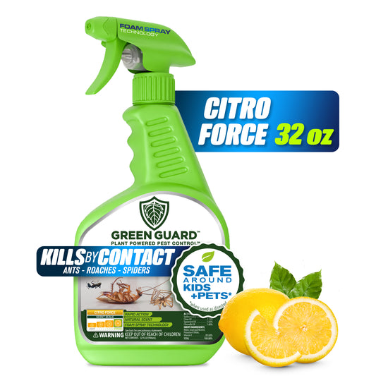 32 oz Citro Force Green Guard Pest Control Spray- Safe Around Children & Pets, Kills by Contact: Ants, Roaches, Spiders & Other Crawling Insects, Indoor and Outdoor, Pleasant Scent