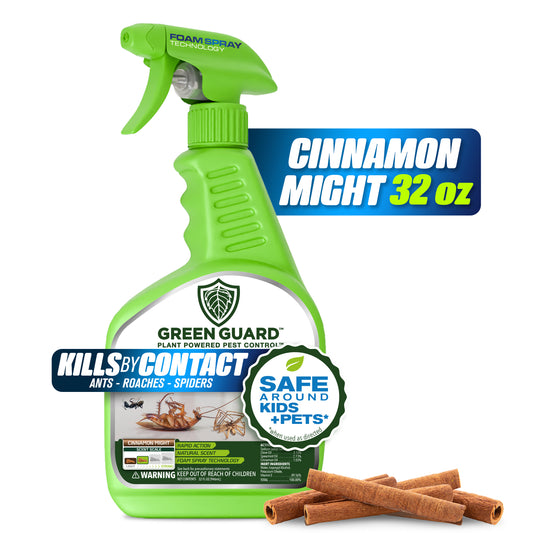 32 oz Cinnamon Might Green Guard Pest Control Spray- Safe Around Children & Pets, Kills by Contact: Ants, Roaches, Spiders & Other Crawling Insects, Indoor and Outdoor, Pleasant Scent