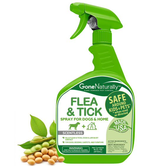 GoneNaturally Scentless Flea and Tick Spray for Dogs (16oz)