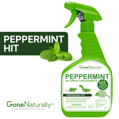 GoneNaturally Peppermint Rodent Repellent Spray. Safe for pets & kids. Indoors/outdoors. 32oz.