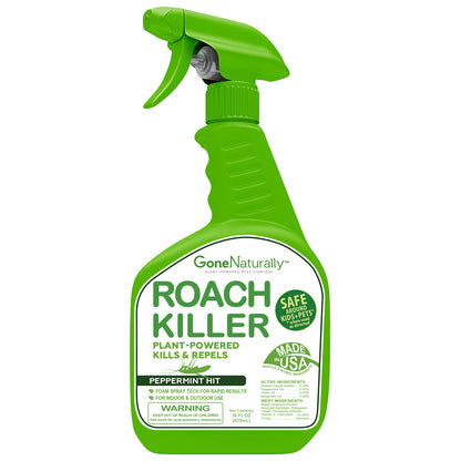 GoneNaturally Roach Killer – Natural Peppermint Oil Roach Spray for Indoor & Outdoor Use – Cockroach Killer & Roach Repellent for Home – Safe for Kids & Pets – Non-Toxic Pest Control (16oz)