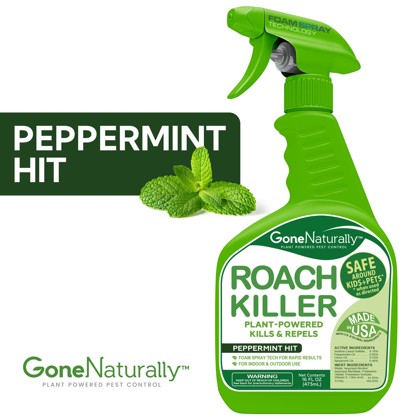 GoneNaturally Peppermint Roach Killer & Repellent. Non-toxic. 16oz.