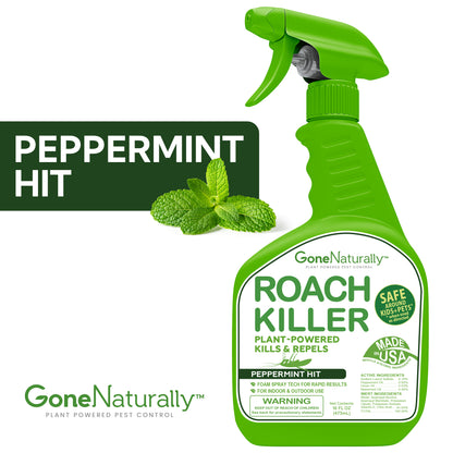 GoneNaturally Peppermint Roach Killer & Repellent. Indoor/outdoor. Safe for kids & pets. Non-toxic. 16oz.