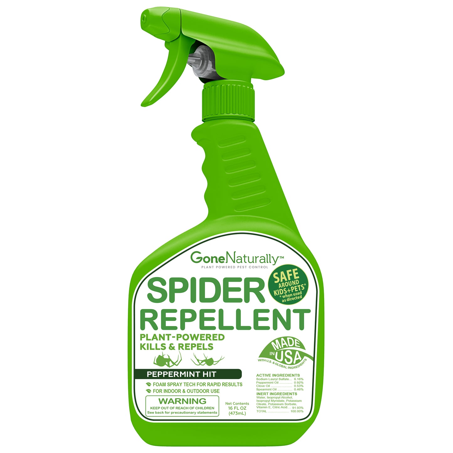 GoneNaturally Spider Repellent – Natural Peppermint Oil Spider Spray for Indoor & Outdoor Use – Spider Killer & Repellent for Home – Safe for Kids & Pets – Non-Toxic Pest Control Solution (16oz)